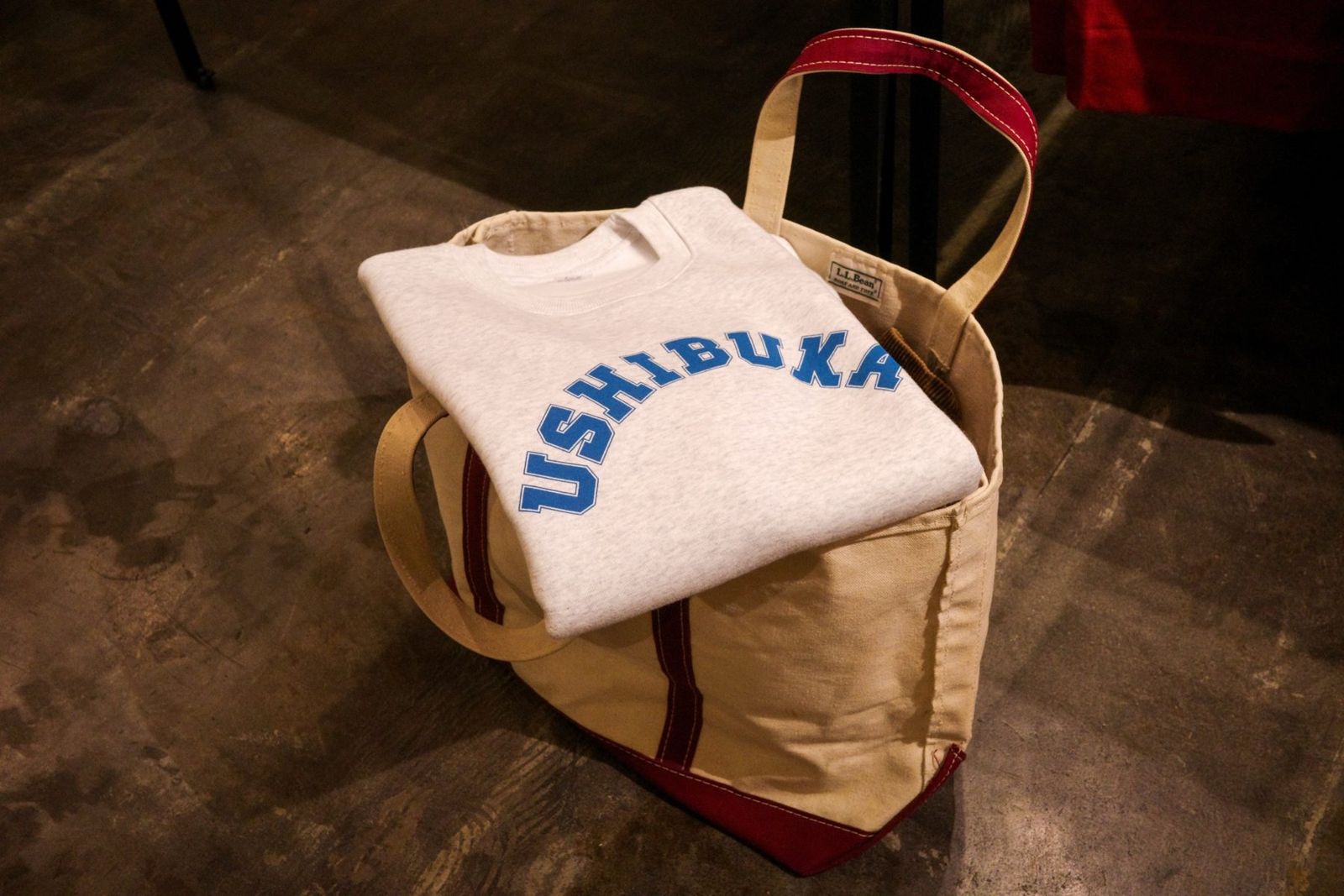 トートバッグに入れたUSHIBUKAスウェット